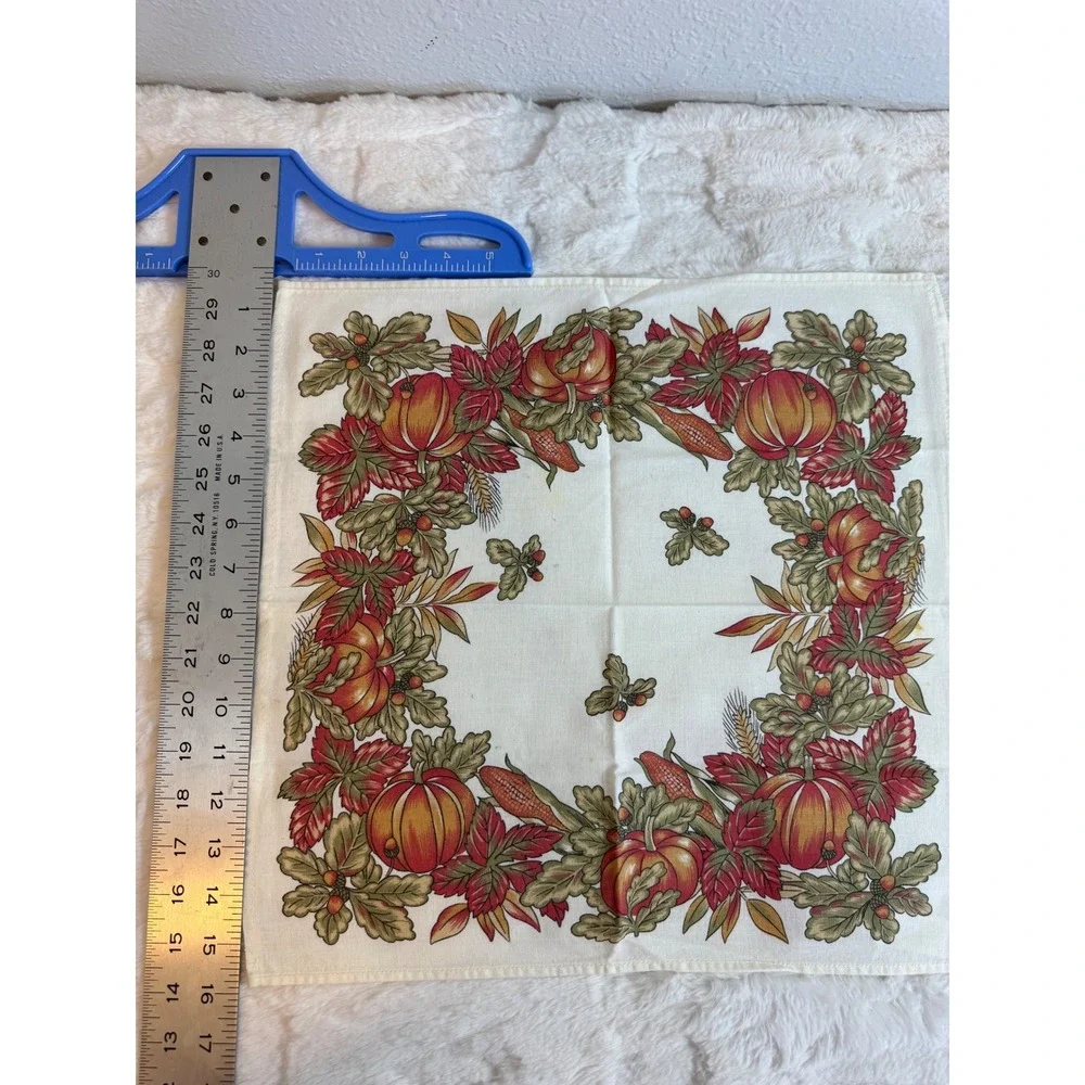 W.C. Designs Vintage Fall Harvest Pumpkin Cotton Cloth Napkins Set of 10 Brazil